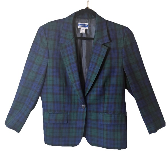 Pendleton Jackets & Blazers - Vintage Pendleton‎ 100% Virgin Wool Tartan Plaid 2- Button Jacket Women Sz 12 P